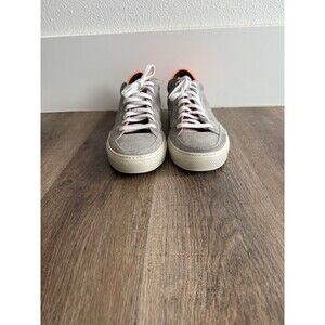 P448 Men's Soho Lace-Up Sneakers Gray, White, Orange, Size 42